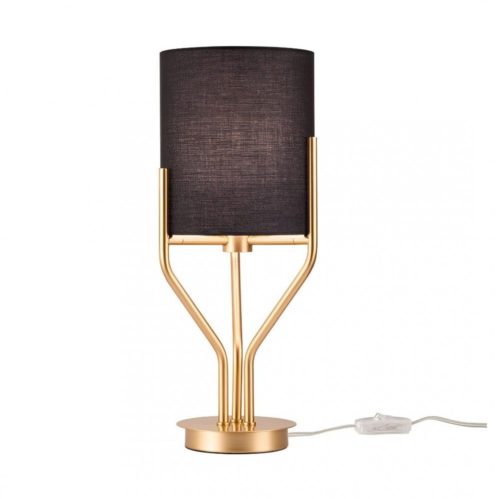 Table lamp Incanti Poseido, metal, matt gold, textile beige, 1XE27, H.45 cm