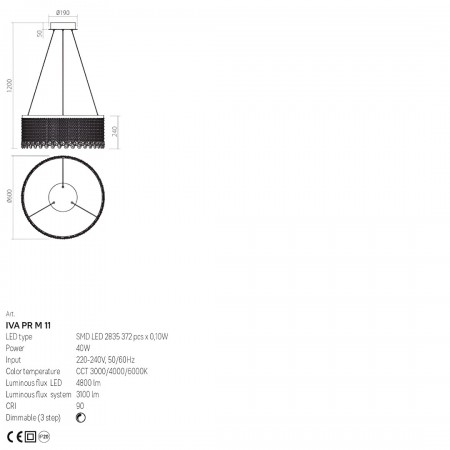 Suspension Incanti Vanesia, metal, brushed gold, dimmable, LED CCT, 40W, 3100 lumens, 3000K/4000K/6000K, D.60 cm