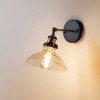 Wall lamp Smarter Saville, metal, glass, black/antique brass, 1XE27, H.26 cm