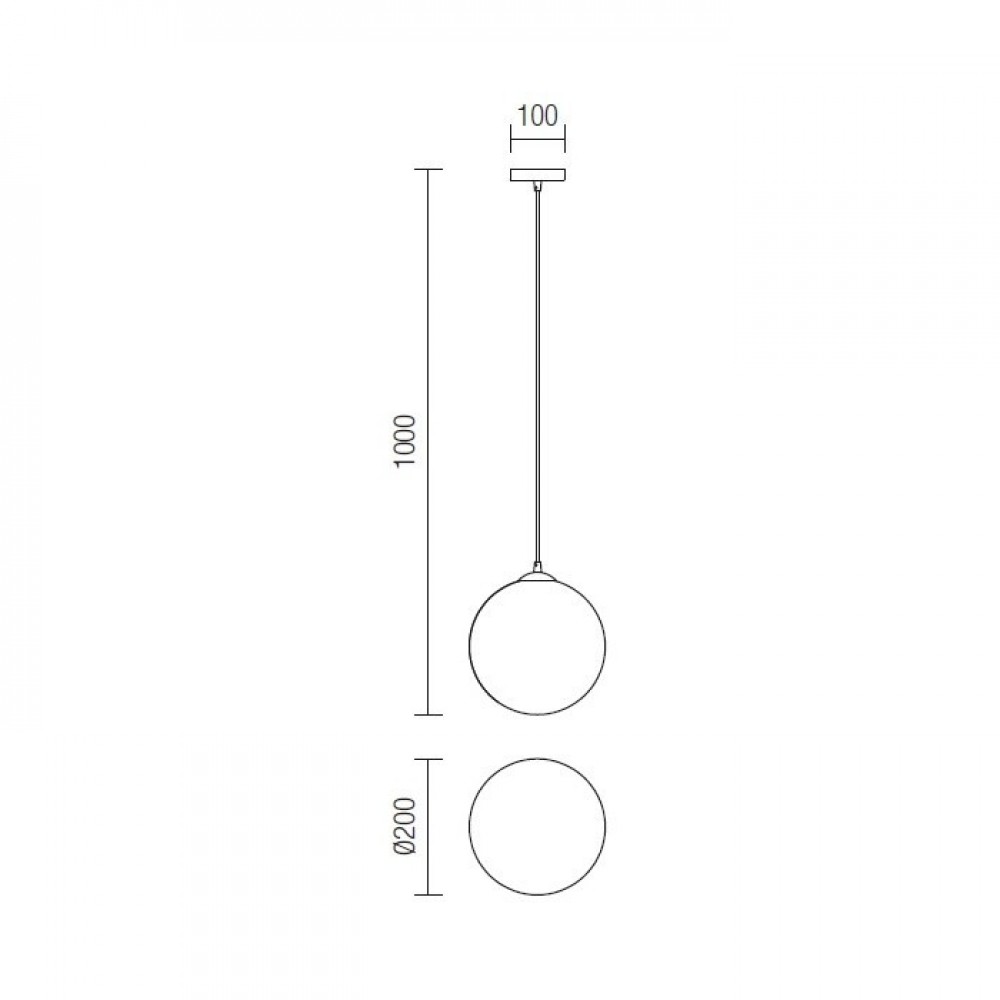 Pendant lamp Redo Ola, metal, glass, satin nickel, 1XE27, D.20 cm