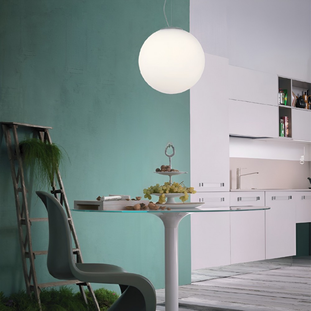 Pendant lamp Redo Ola, metal, glass, satin nickel, 2XE27, D.40 cm