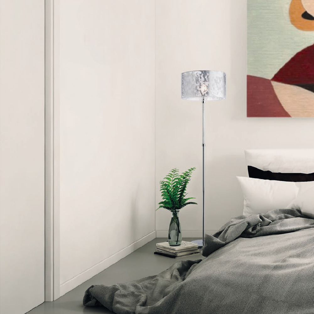 Floor lamp Smarter Astrid, metal, chrome, fabric, 1XE27, H.152 cm