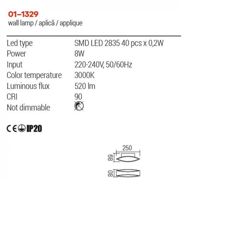 Wall lamp Redo Eigher, metal, matt white, LED, 8W, 520 lumens, warm white 3000K, L.25 cm