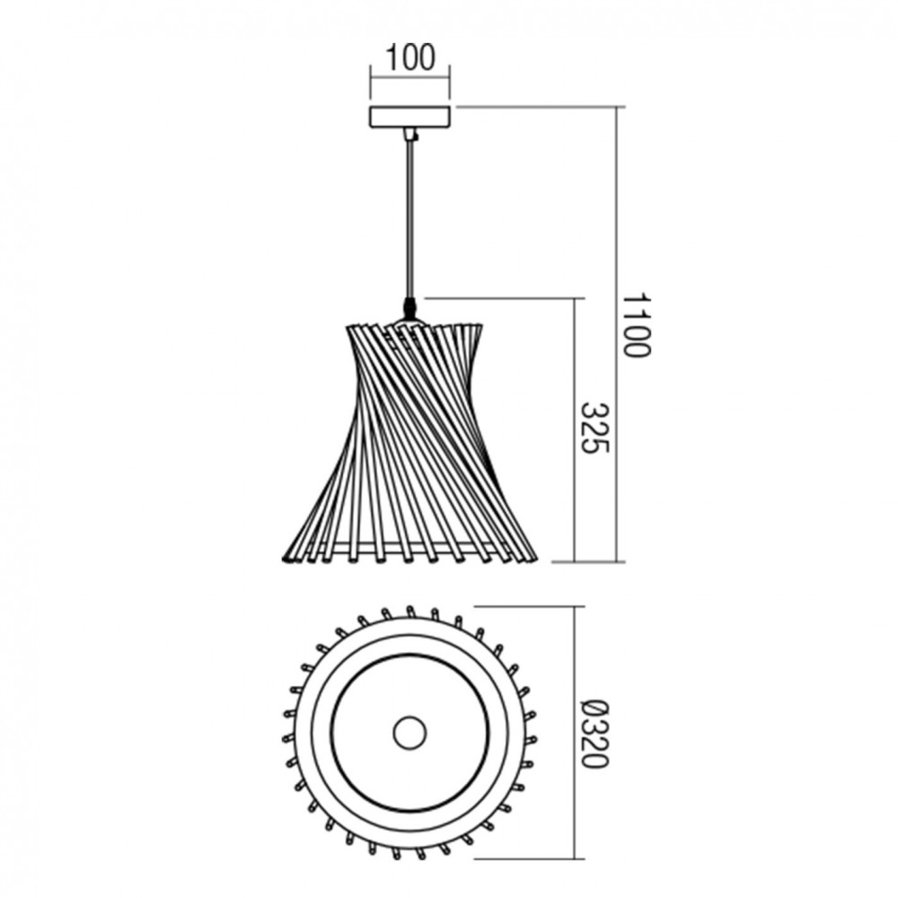 Suspension Smarter Shanghai, metal, wood, glass, weng, 1XE27, D.32 cm
