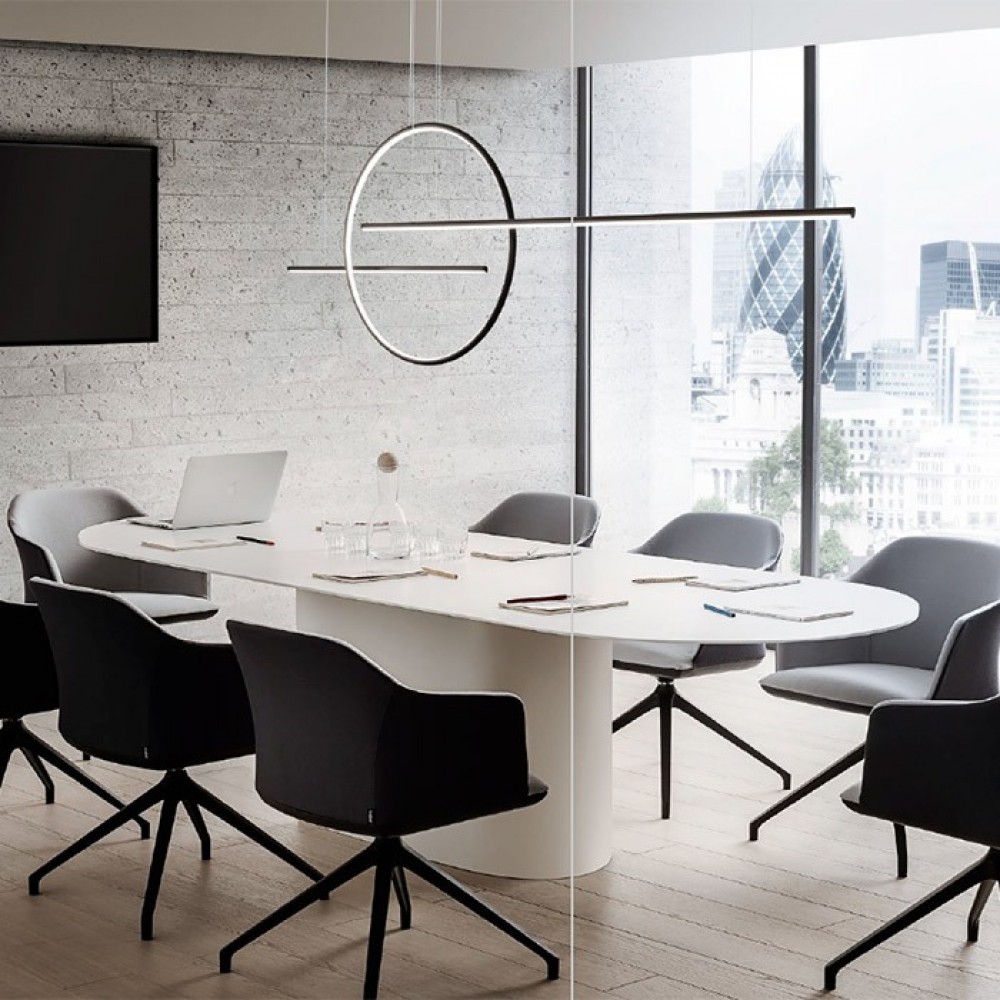 Pendant lamp Redo Giotto, metal, matt black, dimmable, LED, 66W, 5016 lumens, warm white 3000K, L.175 cm