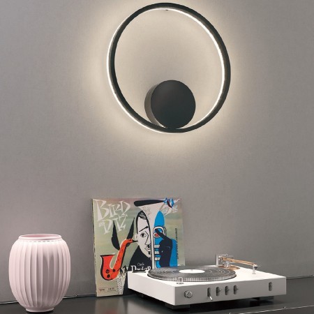 Wall lamp Redo Orbit, metal, sand black, LED, 54W, 4786 lumens, warm white 3000K, D.80 cm
