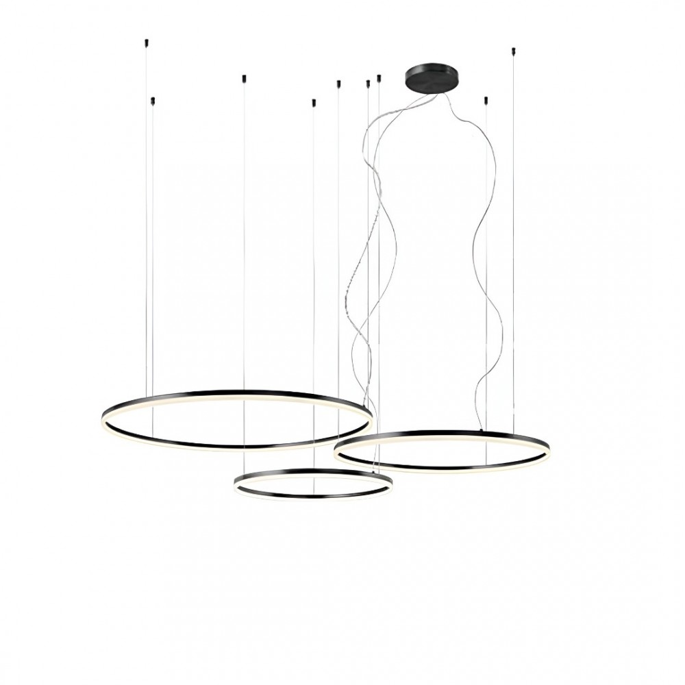 Pendant lamp Redo Orbit, metal, sand black, LED, 40,5W + 55W + 68W, 13967 lumens, warm white 3000K