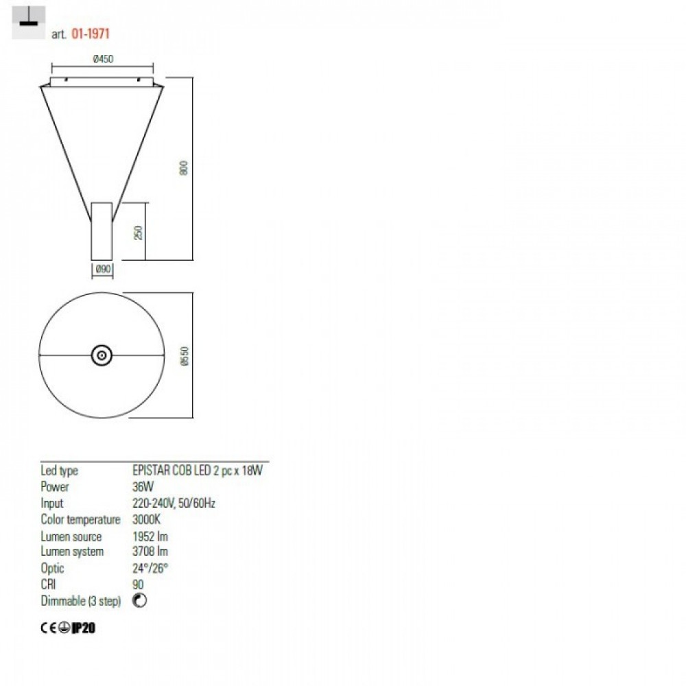 Suspension Redo Essence, metal, matt white, LED, 36W, 1952 lumens, warm white 3000K, D.45 cm