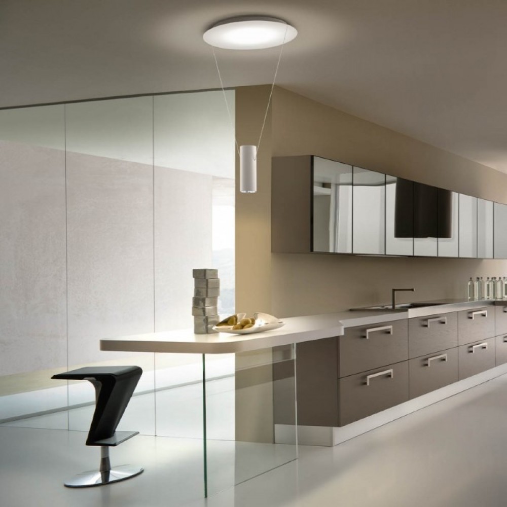 Suspension Redo Essence, metal, matt white, LED, 36W, 1952 lumens, warm white 3000K, D.45 cm