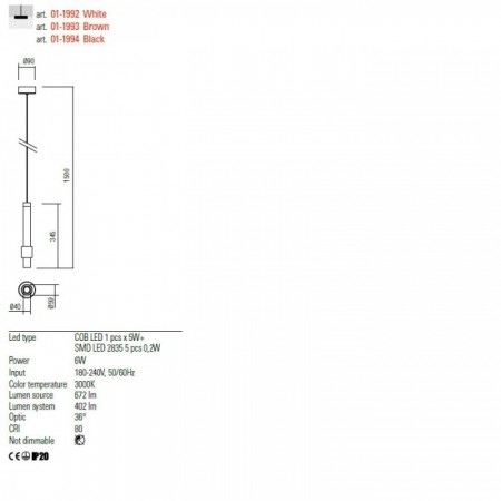 Pendant lamp Redo Tycon, metal, sand black, LED, 6W, 402 lumens, warm white 3000K, D.6 cm