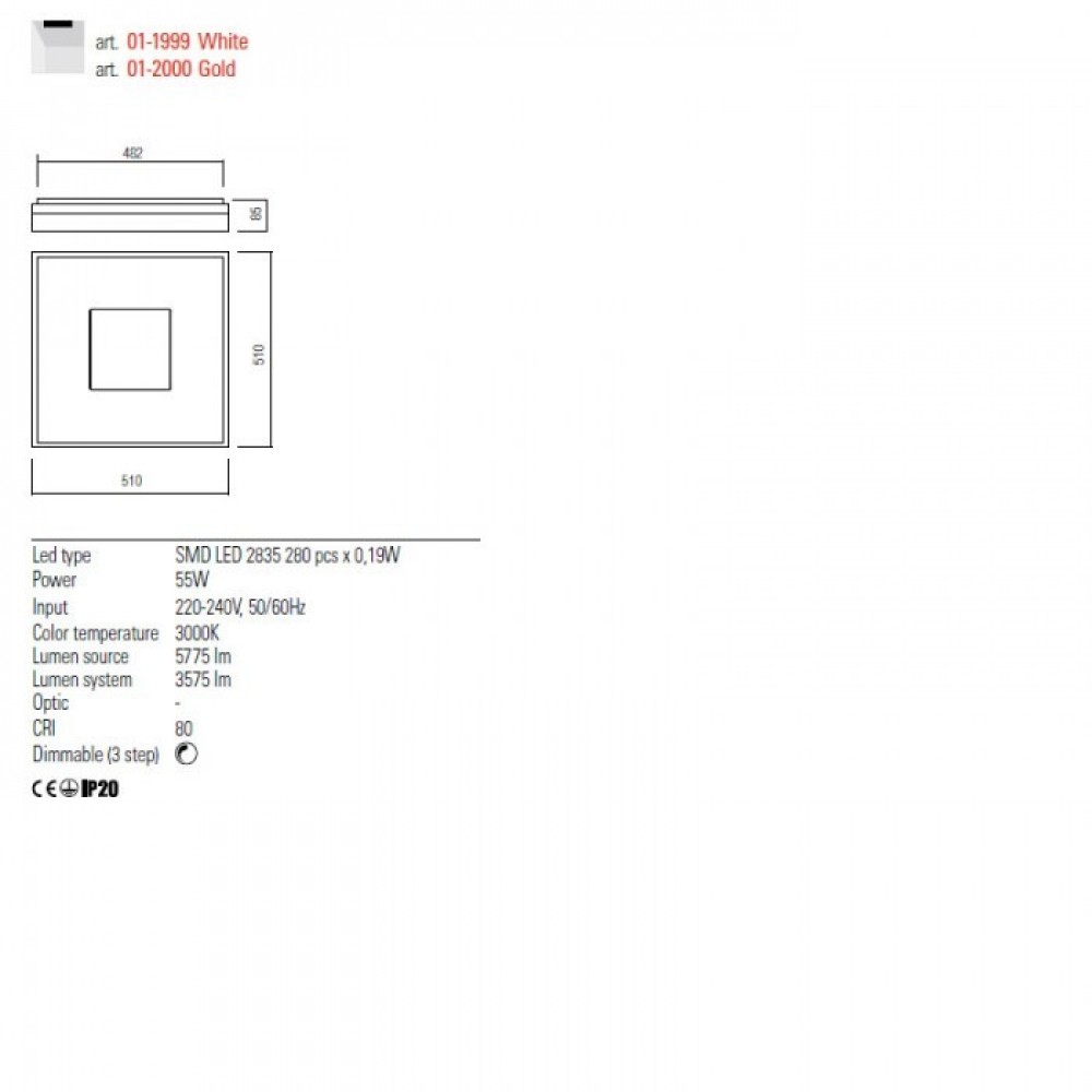 Ceiling lamp Redo Maya, metal, sand gold, LED, 55W, 3575 lumens, warm white 3000K, L.51 cm