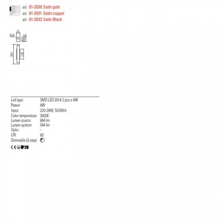 Wall lamp Redo Madison, metal, black, LED, 8W, 544 lumens, warm white 3000K, H.29 cm