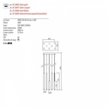 Pendant lamp Redo Madison, metal, black, LED, 32W, 2176 lumens, warm white 3000K, L.40 cm