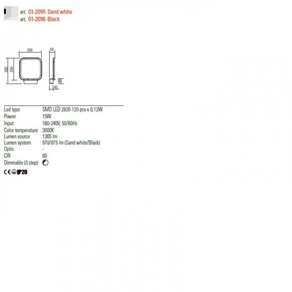 Wall lamp Redo Thai, metal, sand white, LED, 15W, 970 lumens, warm white 3000K, H.29 cm