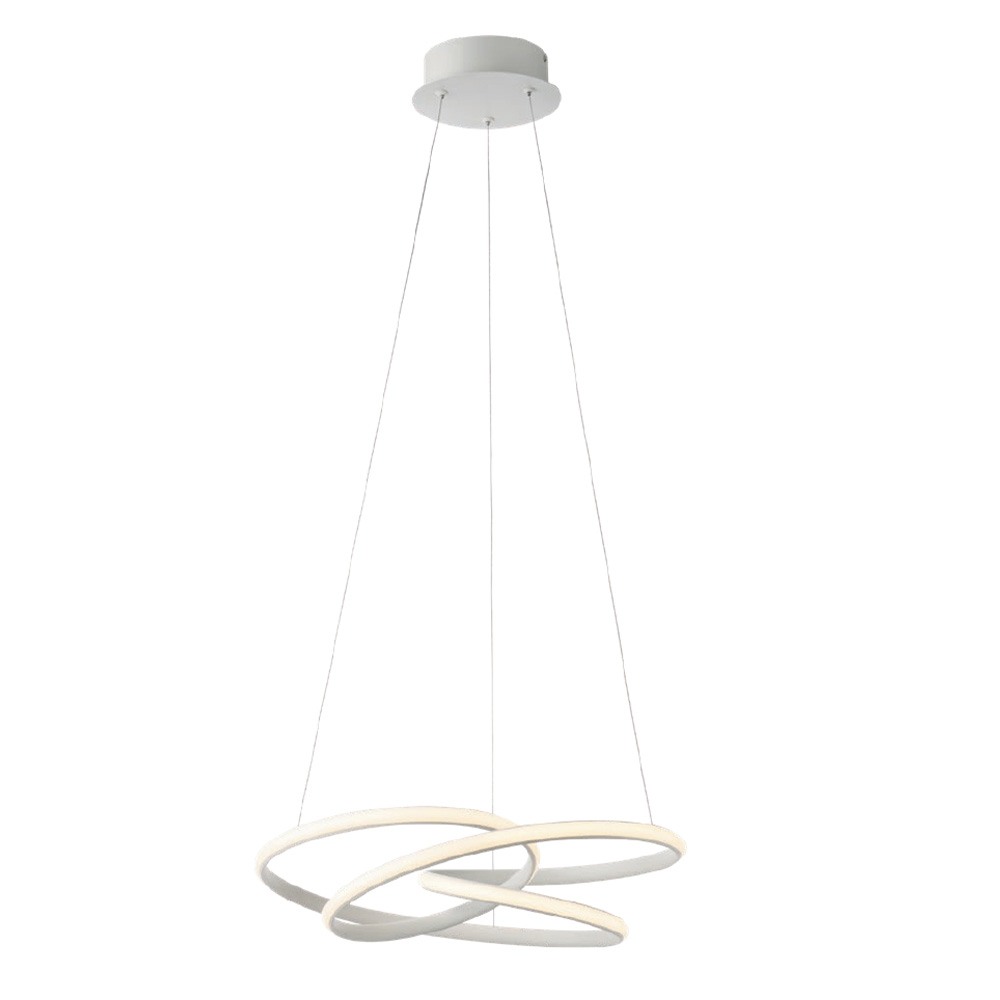 Suspension Smarter Sintra, metal, matt white, LED, 40W, 2726 lumens, warm white 3000K, L.52 cm