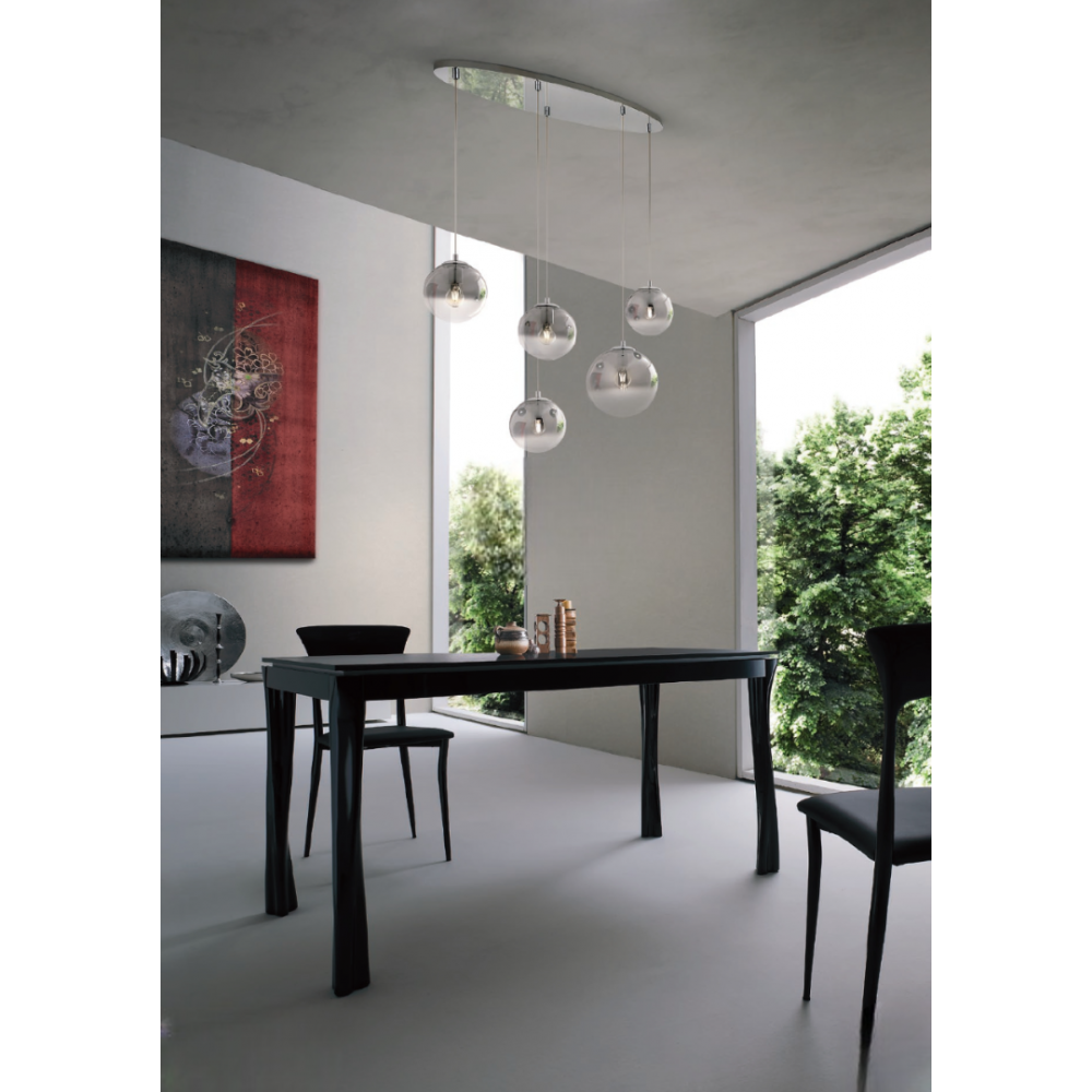 Ceiling light Redo Berry, metal, glass, chrome, 5XE27, L.80 cm