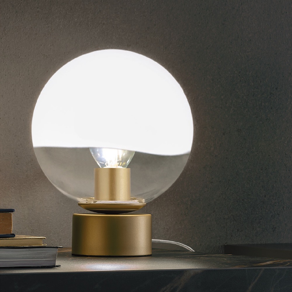 Table lamp Redo Berry, metal, glass, satin gold, 1XE27, H.25 cm