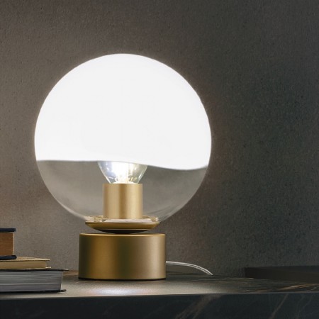 Table lamp Redo Berry, metal, glass, satin gold, 1XE27, H.25 cm