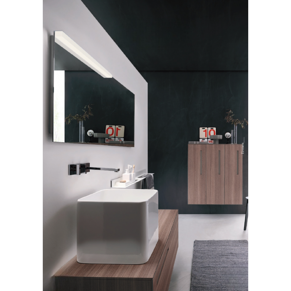 Wall lamp Redo Ermes, metal, chrome, LED, 18W, 1379 lumens, neutral white 4000K, L.90 cm, IP44