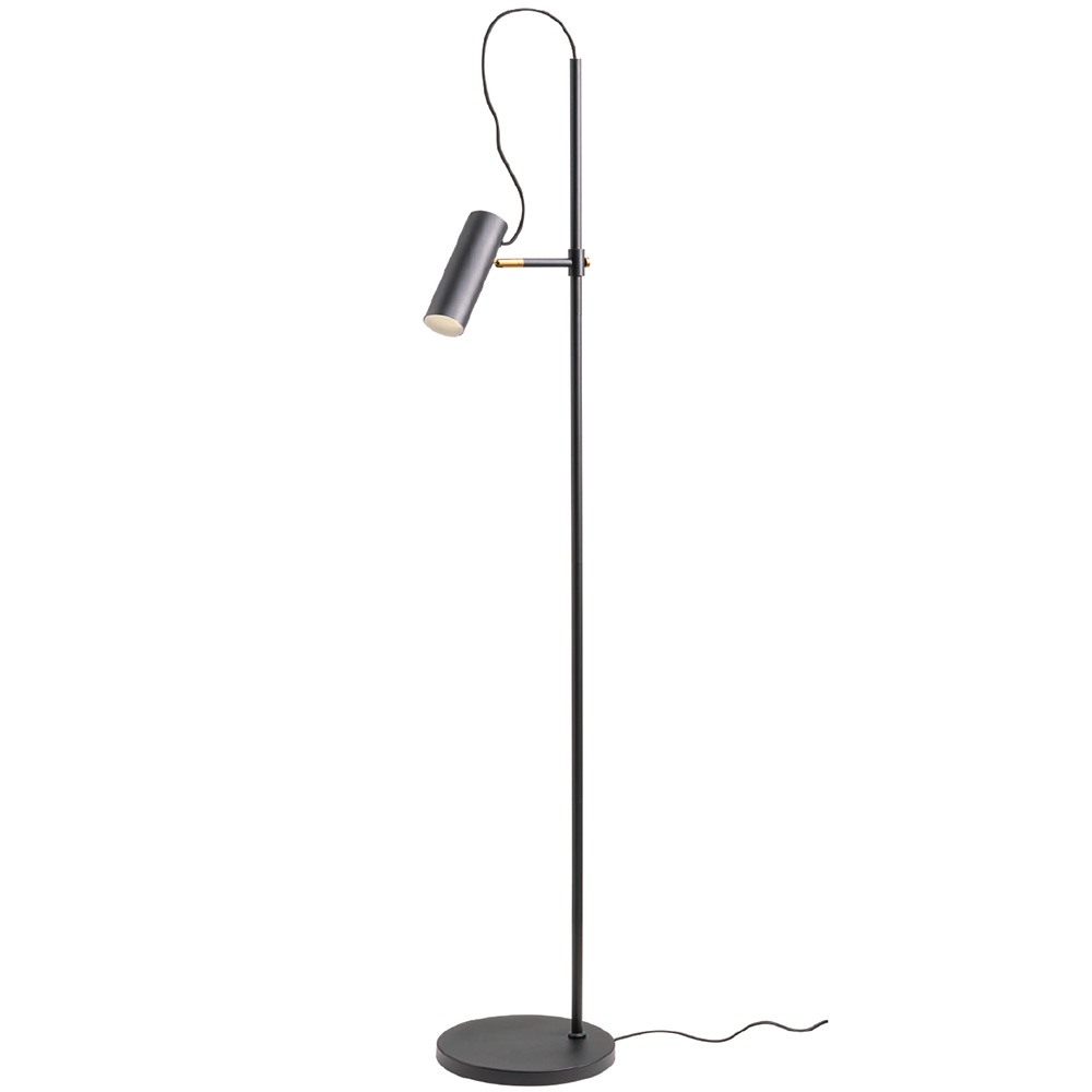 Floor lamp Redo Pivot, metal, matt black, 1XGU10, H.154 cm