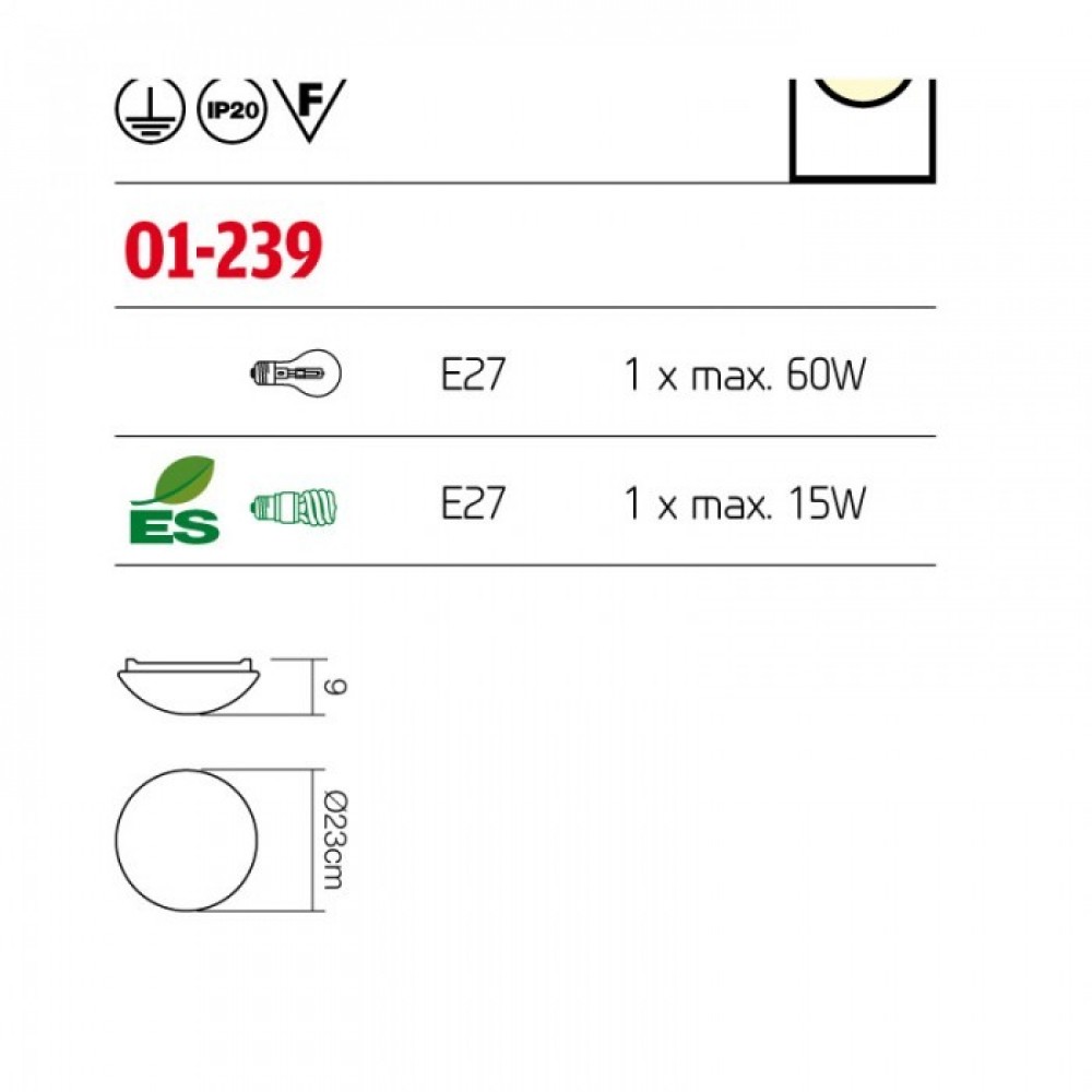 Ceiling lamp Smarter Ibis, metal, white, 1XE27, D.23 cm