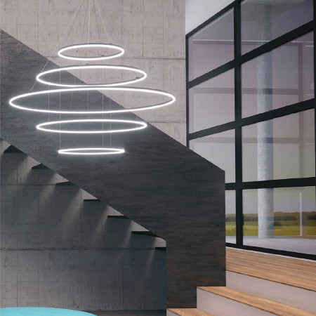 Pendant lamp Redo Orbit, metal, sand white, LED, 286W, 22076 lumens, neutral white 4000K
