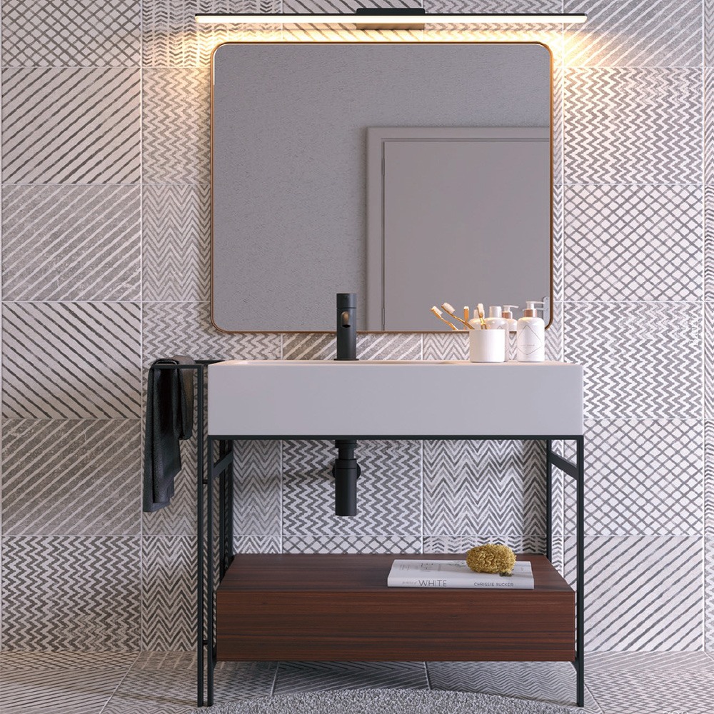 Wall lamp Redo Barrio, metal, sand black, LED, 34W, 3312 lumens, warm white 3000K, IP44, L.120 cm