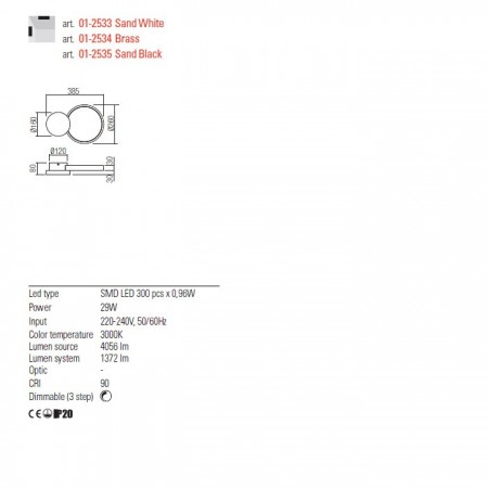 Wall lamp Redo Cronos, metal, sand black, dimmable, LED, 29W, 1372 lumens, warm white 3000K, H.39 cm 