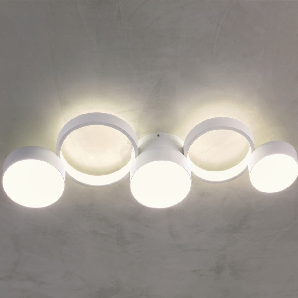 Ceiling lamp Redo Cronos, metal, sand white, dimmable, LED, 65W, 4137 lumens, warm white 3000K, L.95 cm