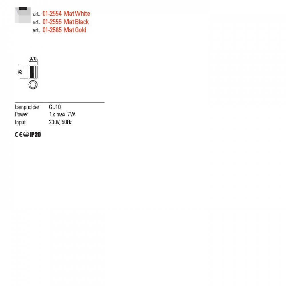 Ceiling lamp Redo Delphi, metal, sand white, 1XGU10, D.7 cm