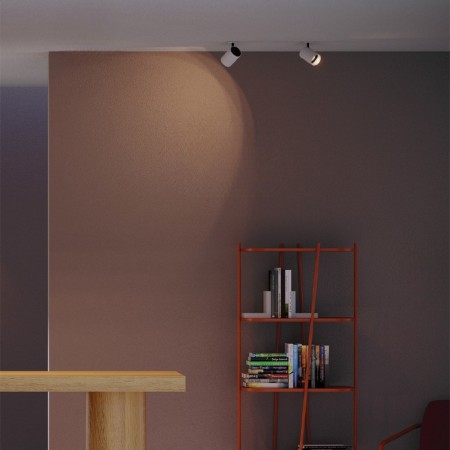 Orientable ceiling lamp Redo Delphi, metal, sand white, 1XGU10, D.7 cm