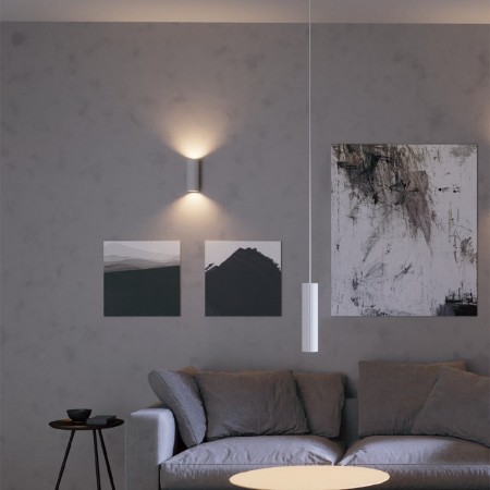 Suspension Redo Delphi, metal, sand white, 1XGU10, D.7 cm