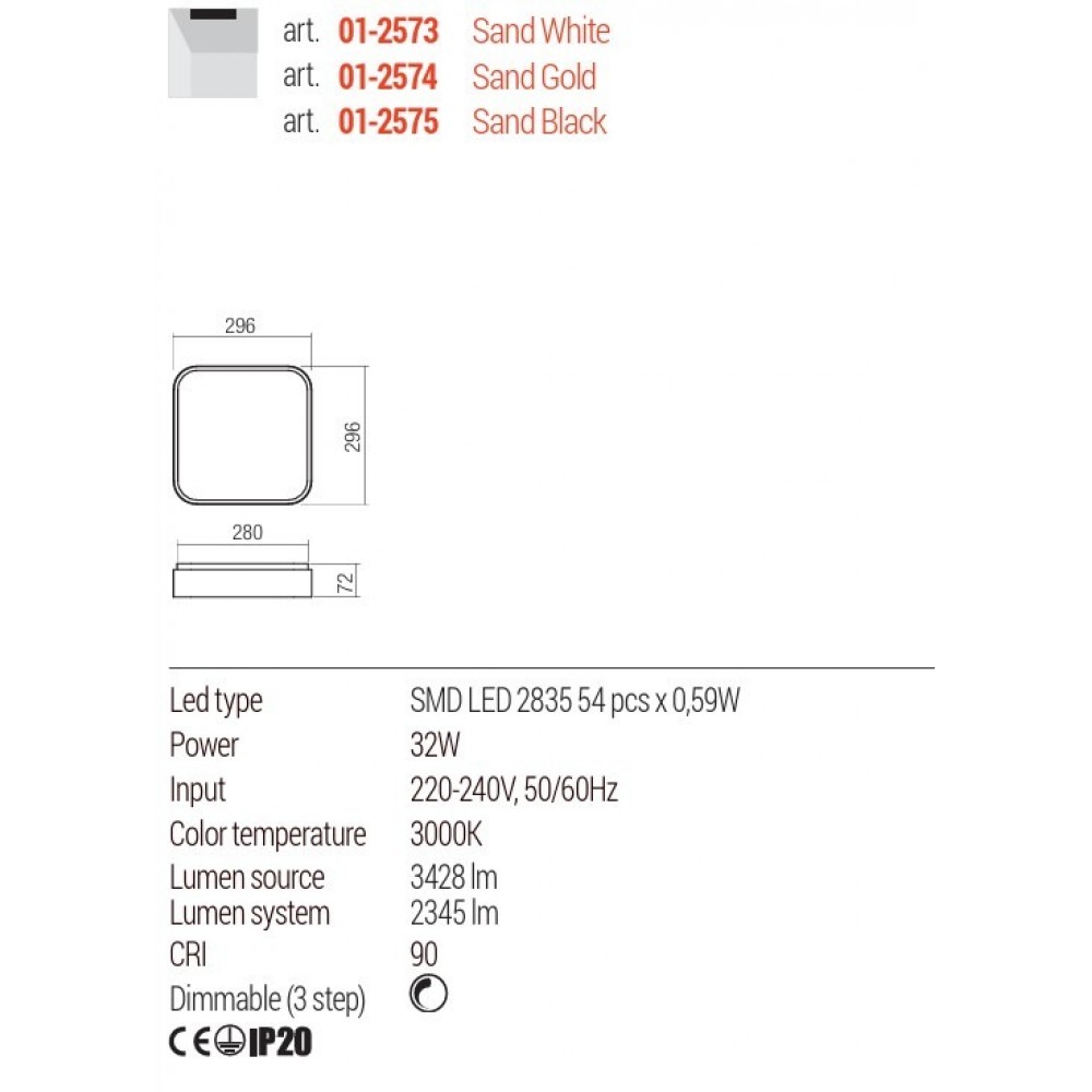 Ceiling lamp Redo Yomo, metal, sand black, dimmable, LED, 32W, 2345 lumens, warm white 3000K, L.30 cm