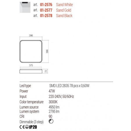 Ceiling lamp Redo Yomo, metal, sand black, dimmable, LED, 47W, 2795 lumens, warm white 3000K, L.40 cm