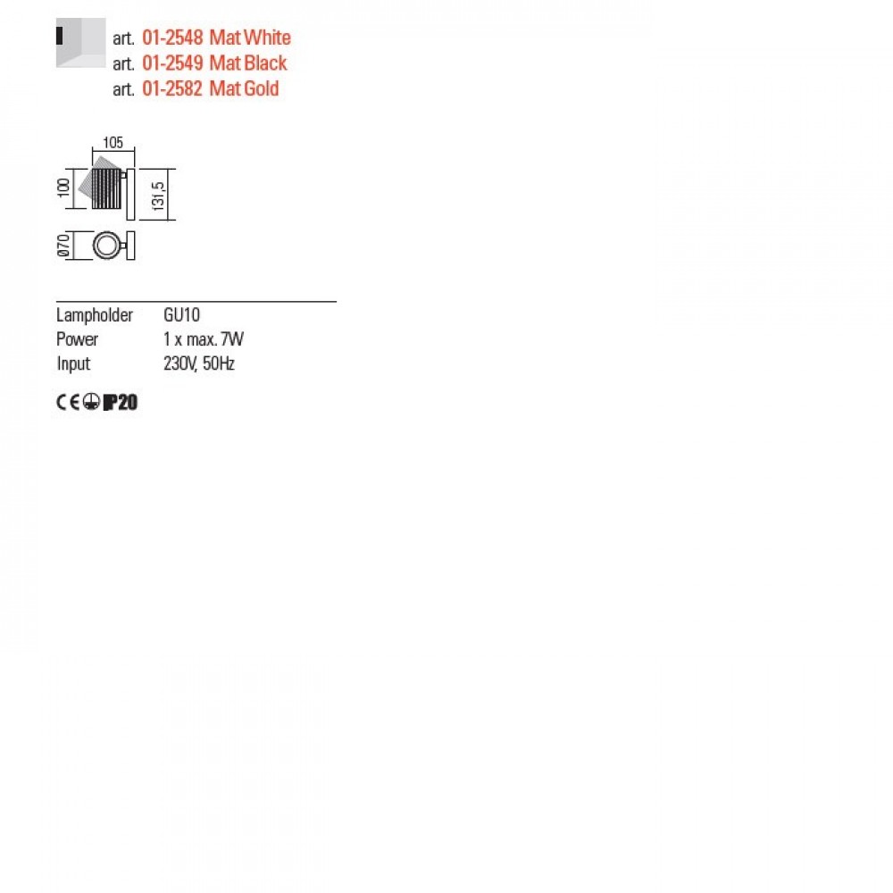 Orientable wall lamp Redo Delphi, metal, sand white, 1XGU10, H.13 cm