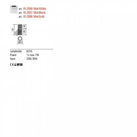 Orientable ceiling lamp Redo Delphi, metal, matt gold, 1XGU10, D.7 cm