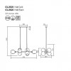 Suspension Smarter Pierce, metal, glass, matt gold, 6XE27, L.97 cm