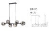 Suspension Smarter Pierce, metal, glass, matt black, 6XE27, L.97 cm
