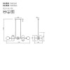 Suspension Smarter Pierce, metal, glass, matt black, 8XE27, L.120 cm