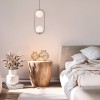 Suspension Smarter Niva, metal, glass, satin gold, 2XE14, L.20 cm