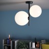 Ceiling lamp Redo Talis, metal, glass, matt black, 2XE27, H.40 cm