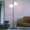Floor lamp Redo Talis, metal, glass, matt black, 2XE27, H.170 cm