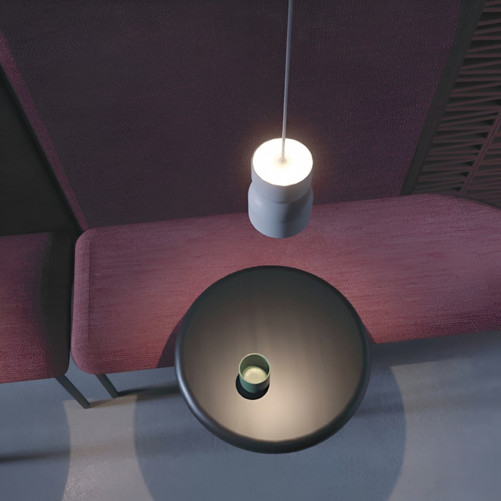 Suspension Redo Yona, metal, sand white, LED, 5W+5,5W, 400 lumens, warm white 3000K, D.12 cm