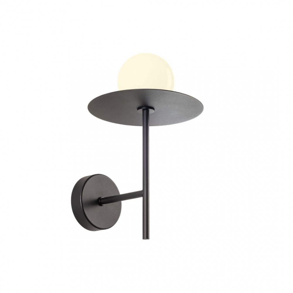 Wall lamp Redo Plato, metal, glass, sand black, 1XG9, H.32 cm