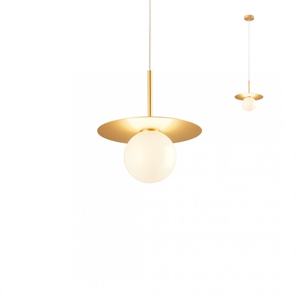 Suspension Redo Plato, metal, glass, gold, 1XG9, D.20 cm