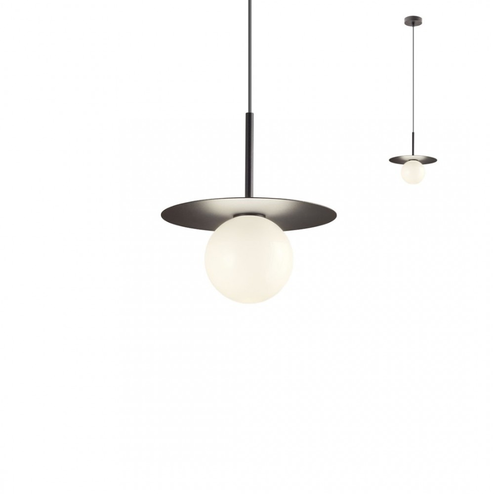 Suspension Redo Plato, metal, glass, sand black, 1XG9, D.20 cm