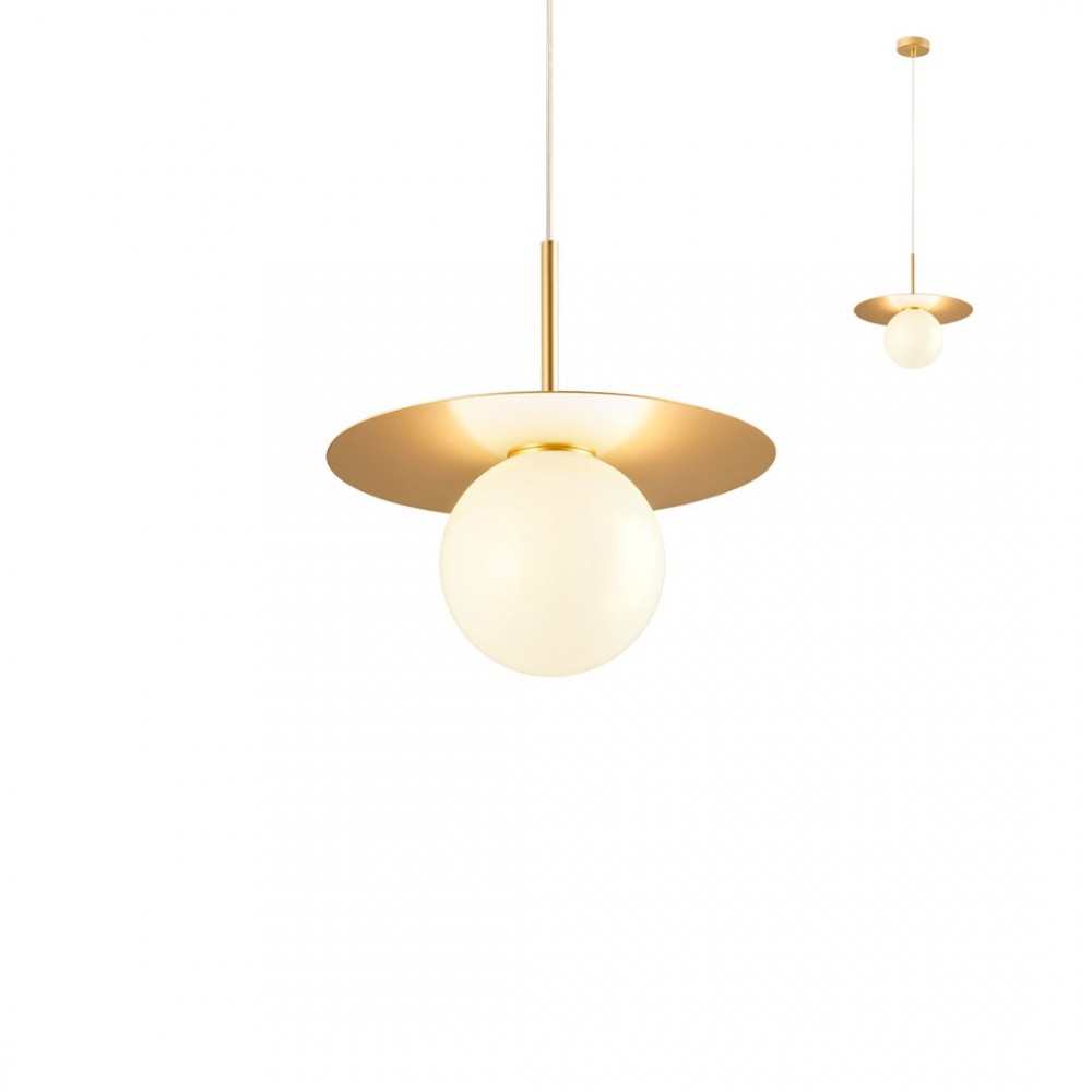 Suspension Redo Plato, metal, glass, gold, 1XE14, D.30 cm