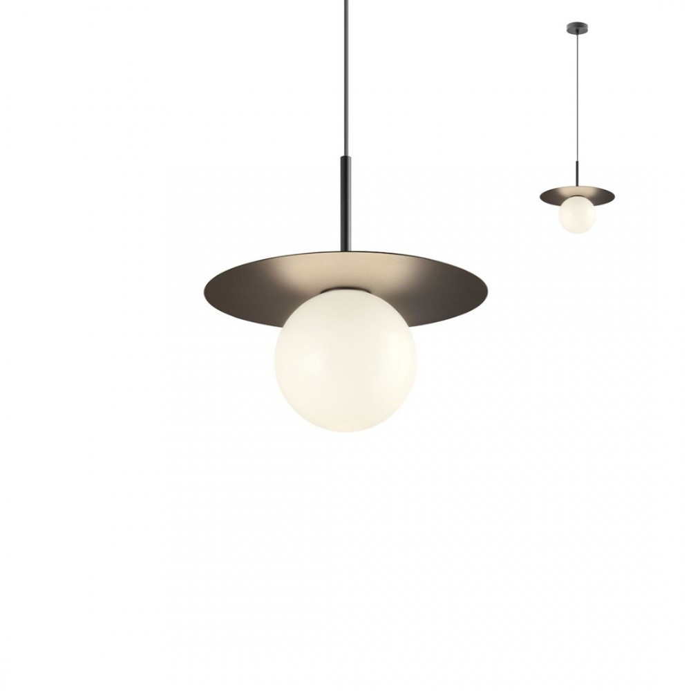 Suspension Redo Plato, metal, glass, sand black, 1XE14, D.30 cm