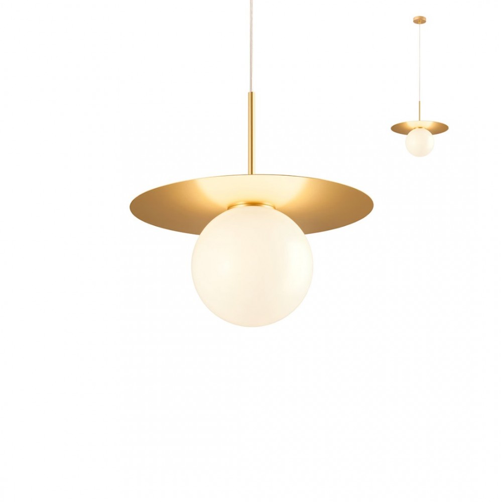 Suspension Redo Plato, metal, glass, gold, 1XE27, D.40 cm