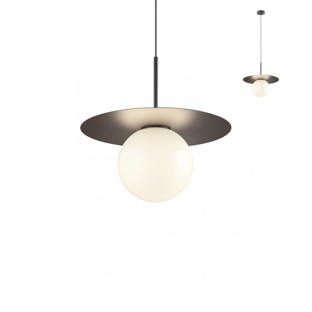 Suspension Redo Plato, metal, glass, sand black, 1XE27, D.40 cm